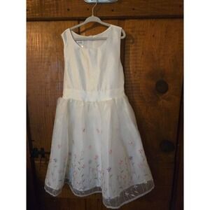 SPECIAL EDITIONS - Girls White Floral Embroidered Tulle Formal Dress - Size 10